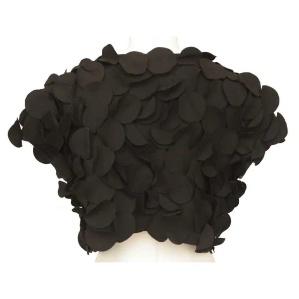 JOSIE NATORI Black Vest Cape Cardigan Front Hook Sz M - Picture 7 of 8